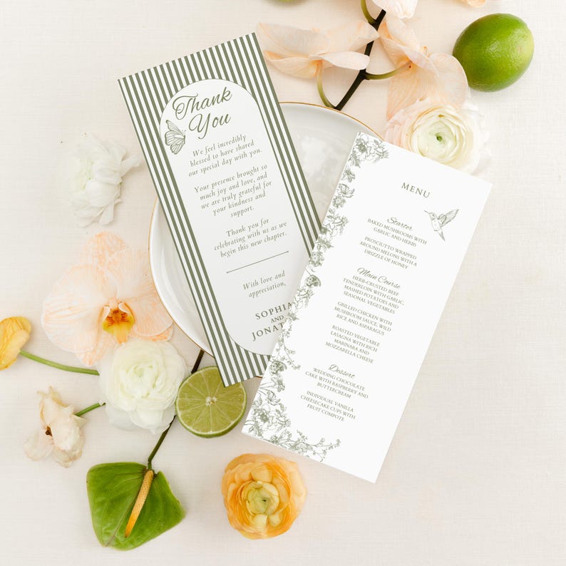 Botanical Wedding Templates Sage Green Design Digital Invitation Suite Elegant Wedding Collection Printable Stationery Package Complete Wedding Set Customizable Canva Templates Modern Minimalist Style Garden Wedding Aesthetic Beautiful