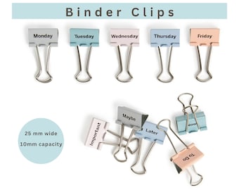 Weekday Task Binder Clips: Boho Office Organization Binder Task On Hand Paper Clips in Moho Colors Clip Dividers Remember To Do Week Days