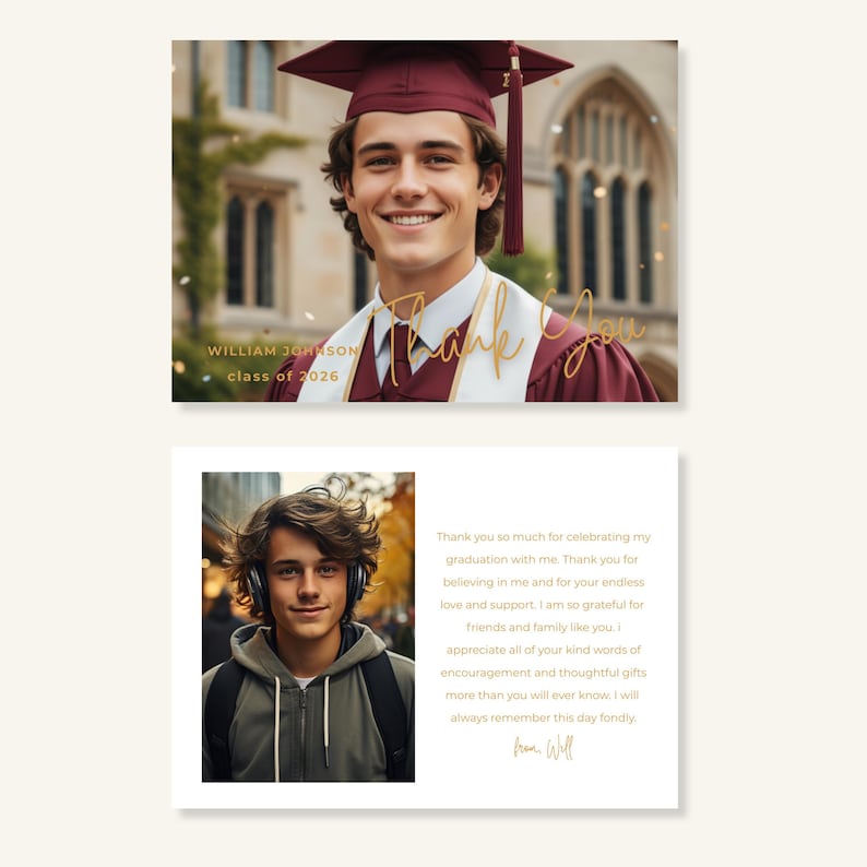 Graduation Thank Card Design Template Photo Ceremony Acknowledgment ...