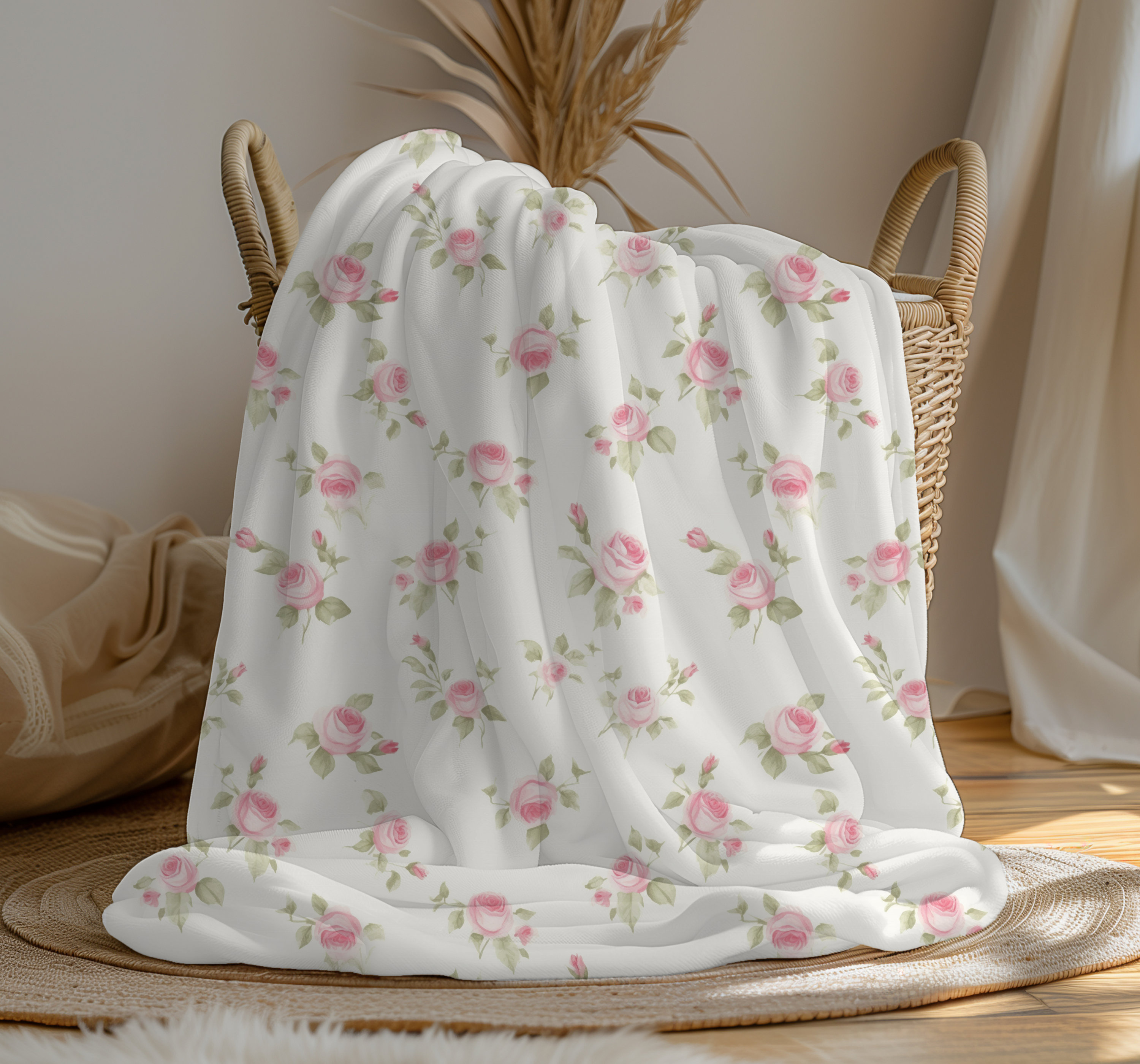 Pink floral blanket sale