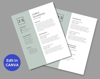 Plantilla de CV moderna: Diseño de CV de 4 páginas (Canva, Google Docs) (PDF)