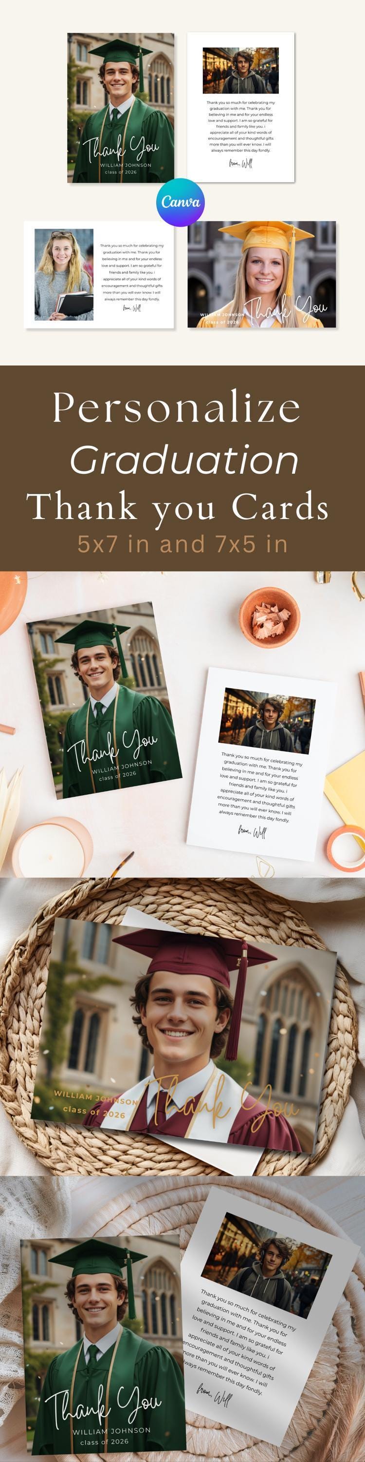 Graduation Thank Card Design Template Photo Ceremony Acknowledgment ...