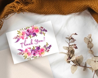 Floral Thank You Card Printable: Foldable 5x7 with Envelope (Digital Download)