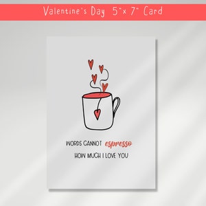 Feliz día de San Valentín Tarjeta imprimible Corazón Regalo del día de San Valentín Tarjeta de felicitación plegable de 5 "x 7"