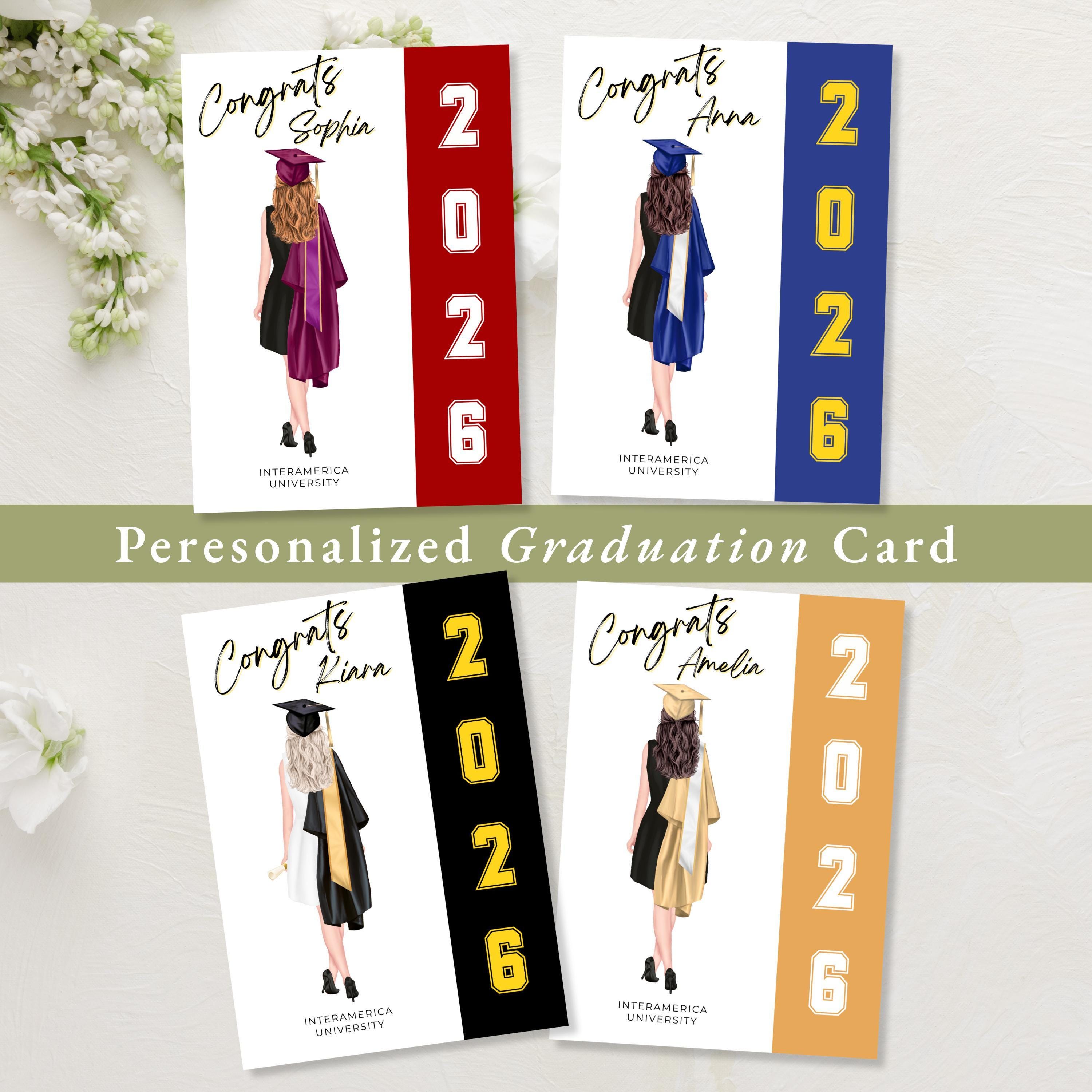 Personalized Graduation Card Custom Illustration Student Celebration ...