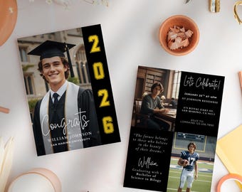 Graduation Announcement Template Digital Download Printable Invitation Party Celebration Card Editable Design Photo Personalized University