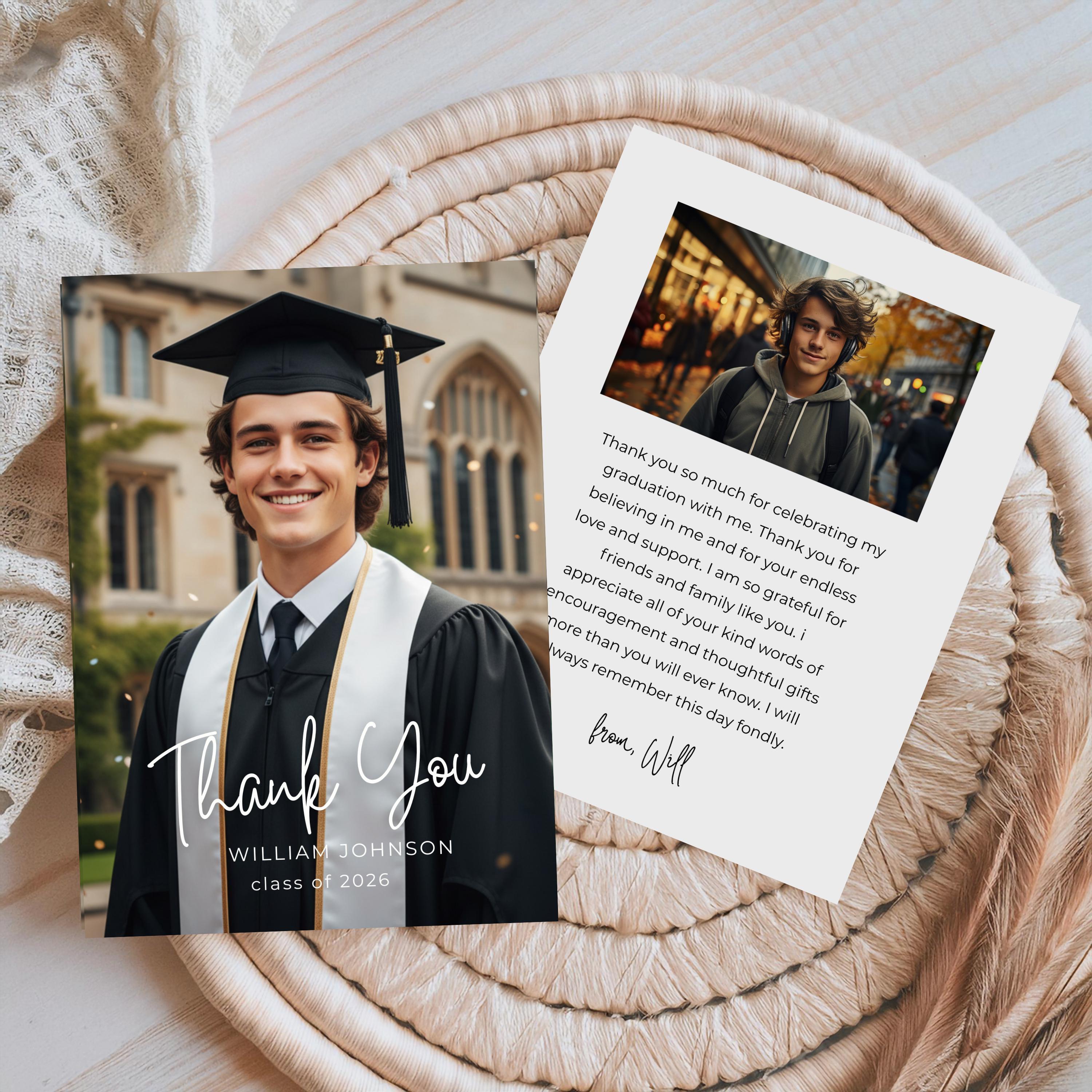 Graduation Thank Card Design Template Photo Ceremony Acknowledgment ...