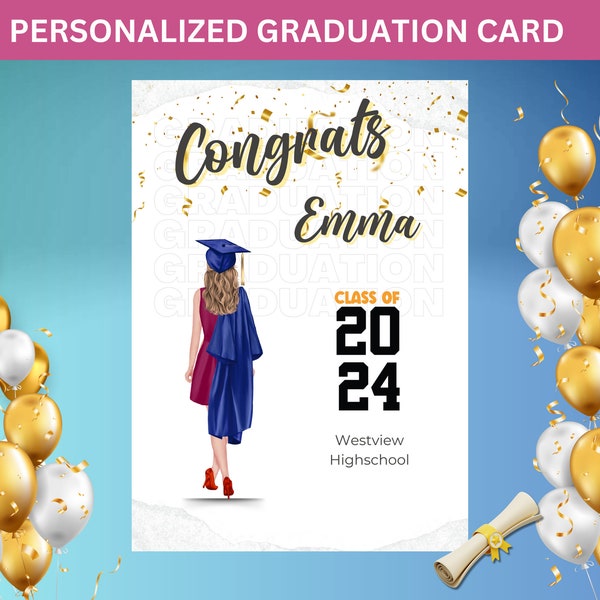 Personalized Graduation Card 2024 Customizable Congrats Card Custom Graduate Card Announcement Graduation Gift