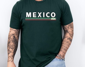 Mexico Green Tshirt Horizon Line Graphic Design Simple Aesthetic Casual Wear Relaxed Fit Boxy Tee World Cup 2026 Mexico
