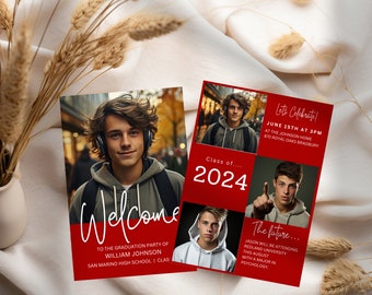 Graduation Invitation 2026 Template Graduation Announcement Senior Graduation Party Boys Welcome High School Custom Invitation