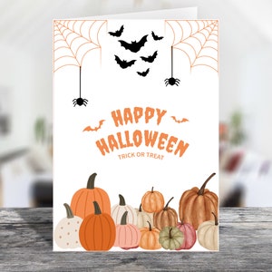 Carte imprimable Happy Halloween, carte de voeux Happy Halloween, carte pliable 5 x 7.