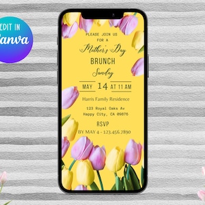 Mother&#39;s Day Brunch Invitation Template: Editable Canva Design (Digital Download)