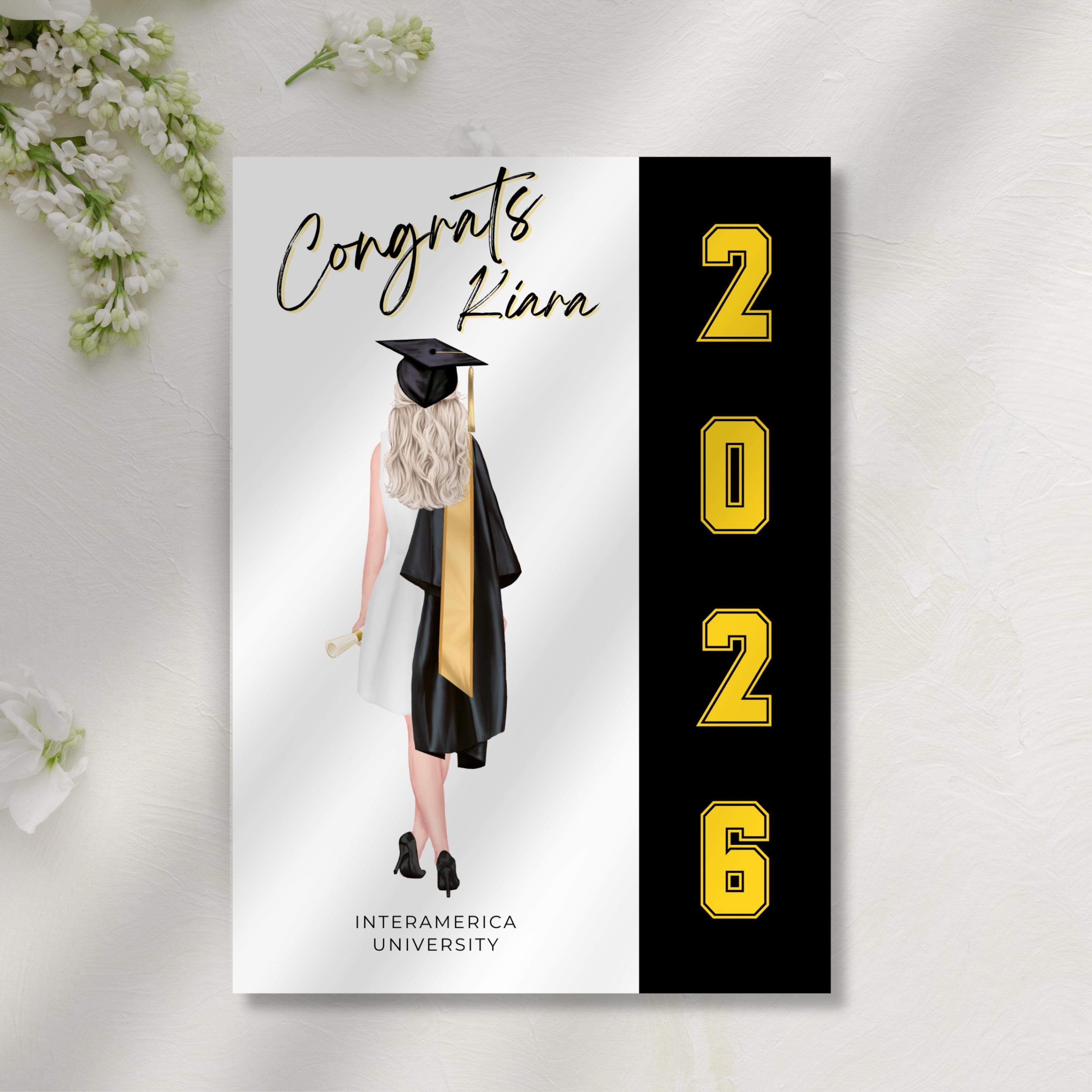 Personalized Graduation Card Custom Illustration Student Celebration ...