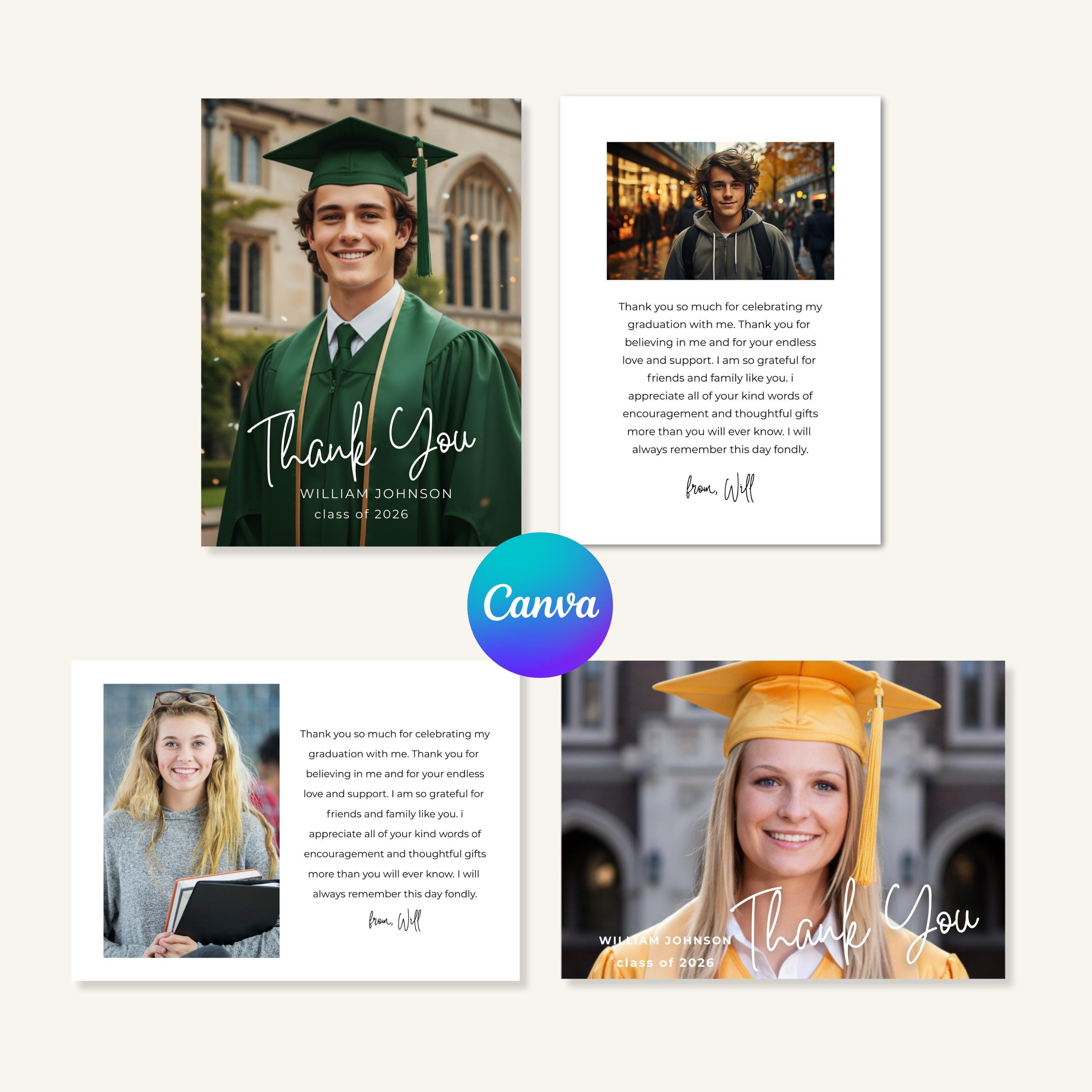 Graduation Thank Card Design Template Photo Ceremony Acknowledgment ...