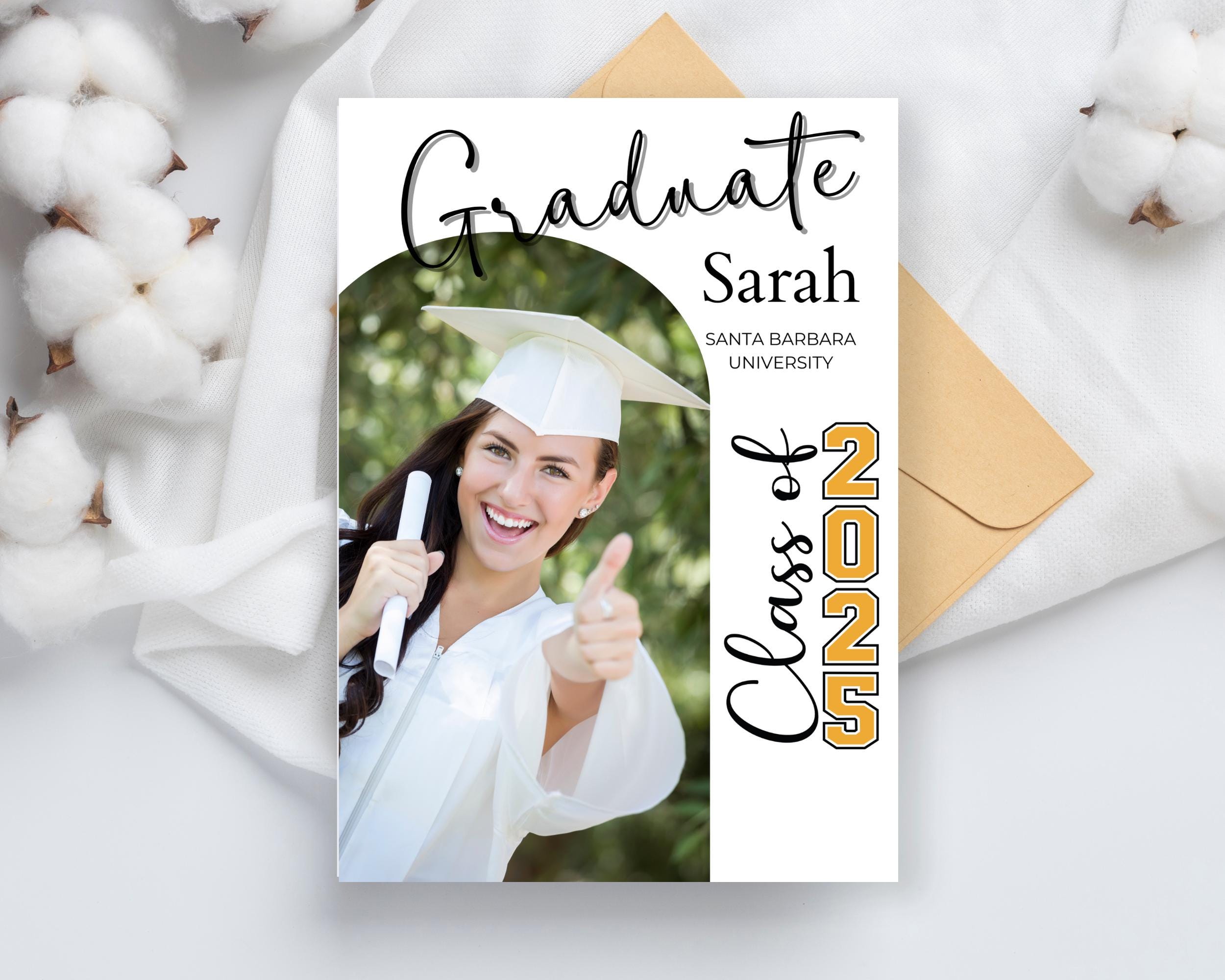 Personalized Graduation Invitation Template: Minimalist Photo Card ...