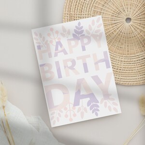 Carte numérique de joyeux anniversaire, téléchargement immédiat et imprimable, cadeau d'anniversaire pour elle, carte pliable de 5 x 7 pouces