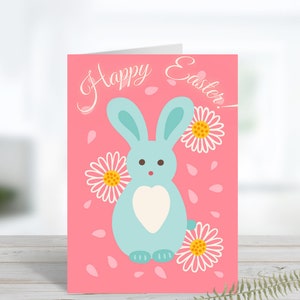 Carte de Joyeuses Pâques imprimable, carte pliable 5 x 7, carte de Pâques numérique. Enveloppe A7 imprimable gratuite
