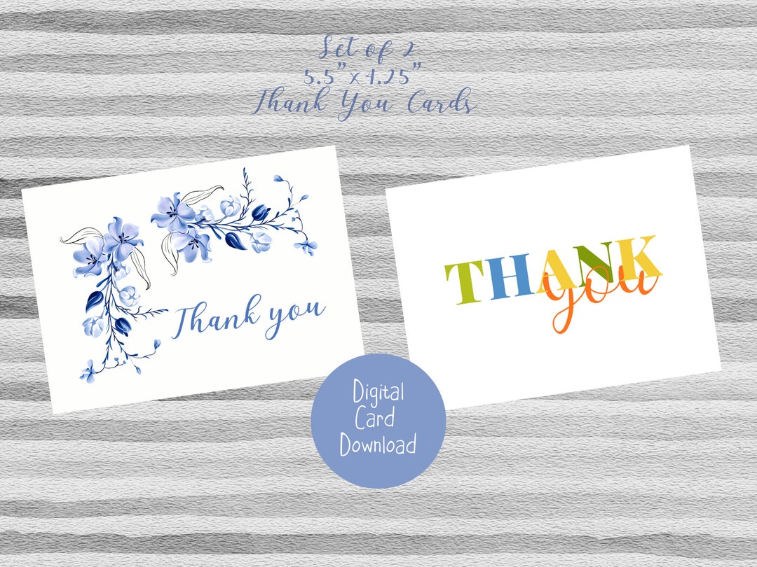 Thank You Printable Card | Thank You Digital Card | Thank You Card ...
