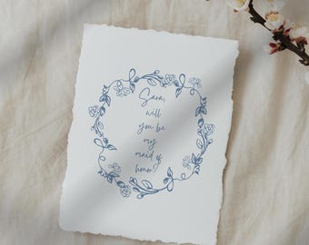 Bridesmaid Proposal Card Maid Honor Wedding Party Request Personalized Bridal Floral Design Elegant Invitation Will You Be My Gift