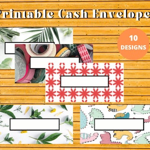 Puede incluir: Sobres de efectivo imprimibles con 10 diseños diferentes. Los diseños incluyen un patrón de hojas tropicales, un patrón de estrellas rojas, un patrón floral y un patrón de dinosaurios.