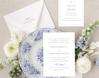 Minimalist Wedding Invitation Suite Vintage Template Toile French Style Personalized Wedding Announcement Invite  Bridal Gift Ideas