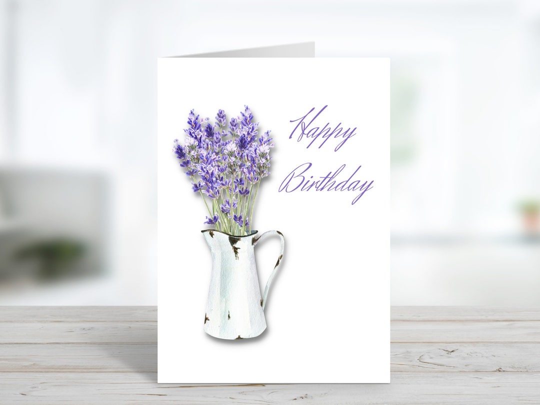Lavender Happy Birthday Card / Printable 5x7 Greeting Card - Etsy