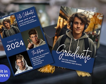 Navy Graduation Invitation and Announcement 2026 Template Graduation Announcement Senior Graduation Blue Party Invite