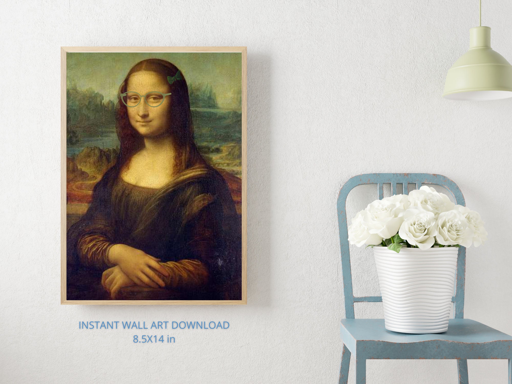 DIGITAL DOWNLOAD mona Lisa in Green Glasses Lady Funny - Etsy