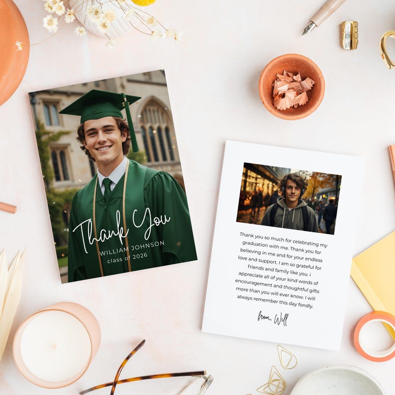 Graduation Thank Card Design Template Photo Ceremony Acknowledgment ...