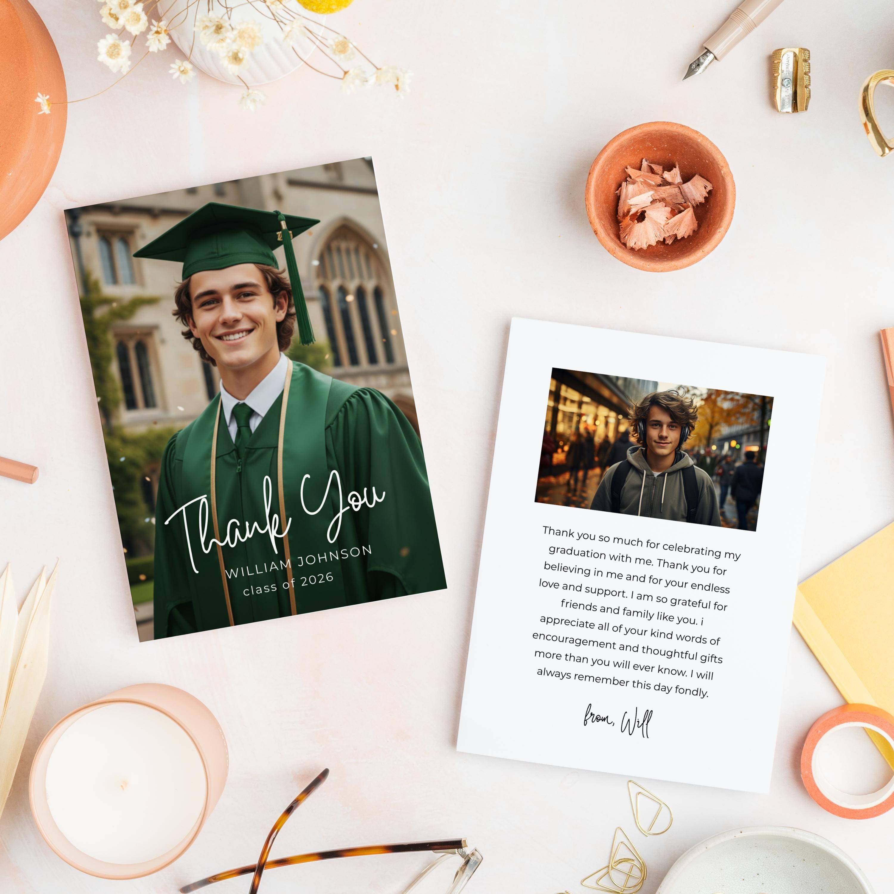 Graduation Thank Card Design Template Photo Ceremony Acknowledgment ...
