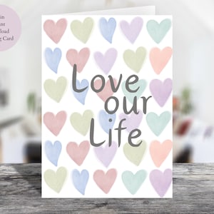 Happy Anniversary Printable Card, Happy Anniversary Greeting Card, Foldable 5x7 Card.