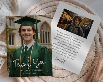 Graduation Thank Card Design Template Photo Ceremony Acknowledgment Note Personalized Correspondence Student Appreciation Custom Stationery