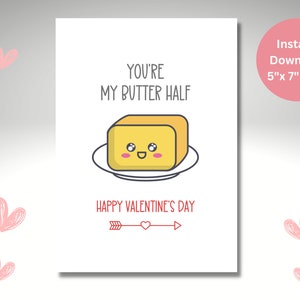 Digital Happy Valentine's Gift Day Printable Funny Foldable Card for Him Gift for her
