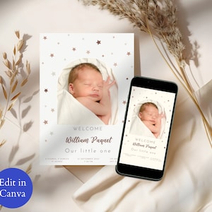 New Baby Boy Announcement Baby Shower Invite Newbaby Born Gift Digital Invitation