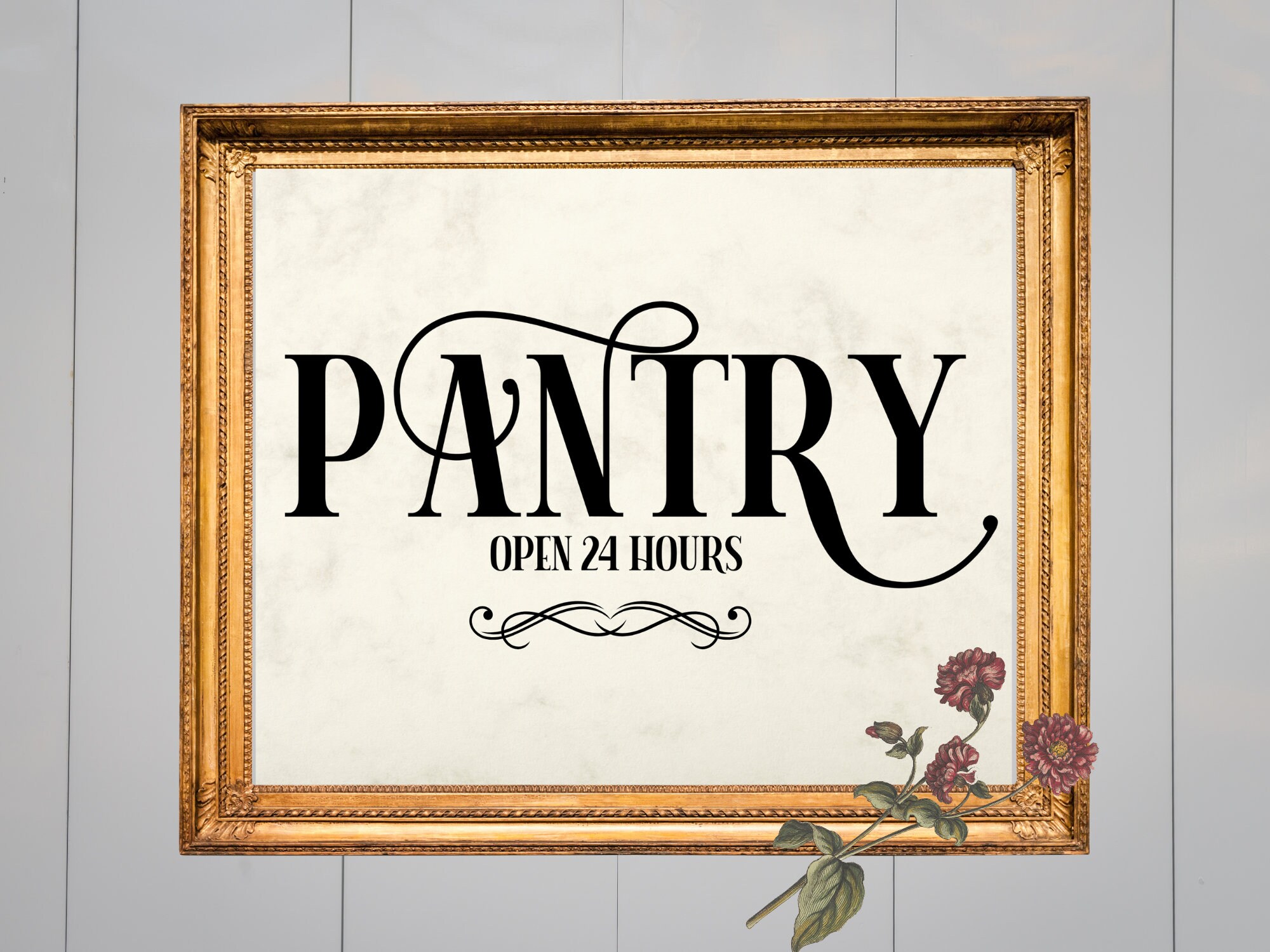 Pantry PRINTABLE Art, Open 24, Vintage Kitchen Door Sign, Digital ...