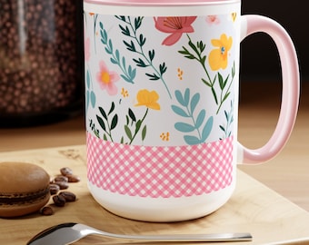 Tazas de café con flores rosas, regalo para el día de la madre, regalo para nueva mamá, Baby Shower, regalo de embarazo, 15oz