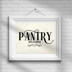 Vintage Pantry Sign: Open 24 Hours Kitchen Art (Digital Download, 10x8 PNG/SVG/PDF