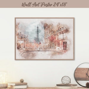 Wall Art Paris Picture Vintage Decor Clip Travel Eiffel Tower Poster France Cottage Romantic Paris