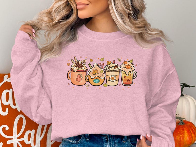 Cute Fall Hot Beverage Sweatshirt, Pumpkin Spice Latte Graphic Tee