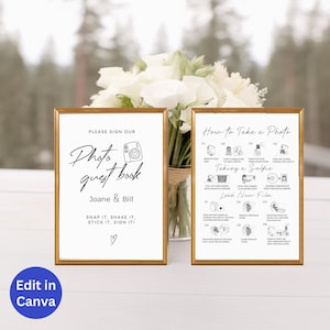 Wedding Photo Guest Book and Instructions Template Invitation Instant Download Polaroid Wedding Sign