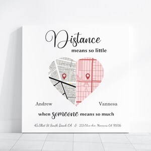 Fern Beziehung Geschenk Herz Karte Leinwand Kunst für Paar Fern Liebe Geschenk Wanddekor Raum Akzent Foto Geschenk Custom Design Herz