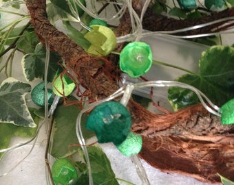 Fairy lights with dyed silk cocoons "Green"