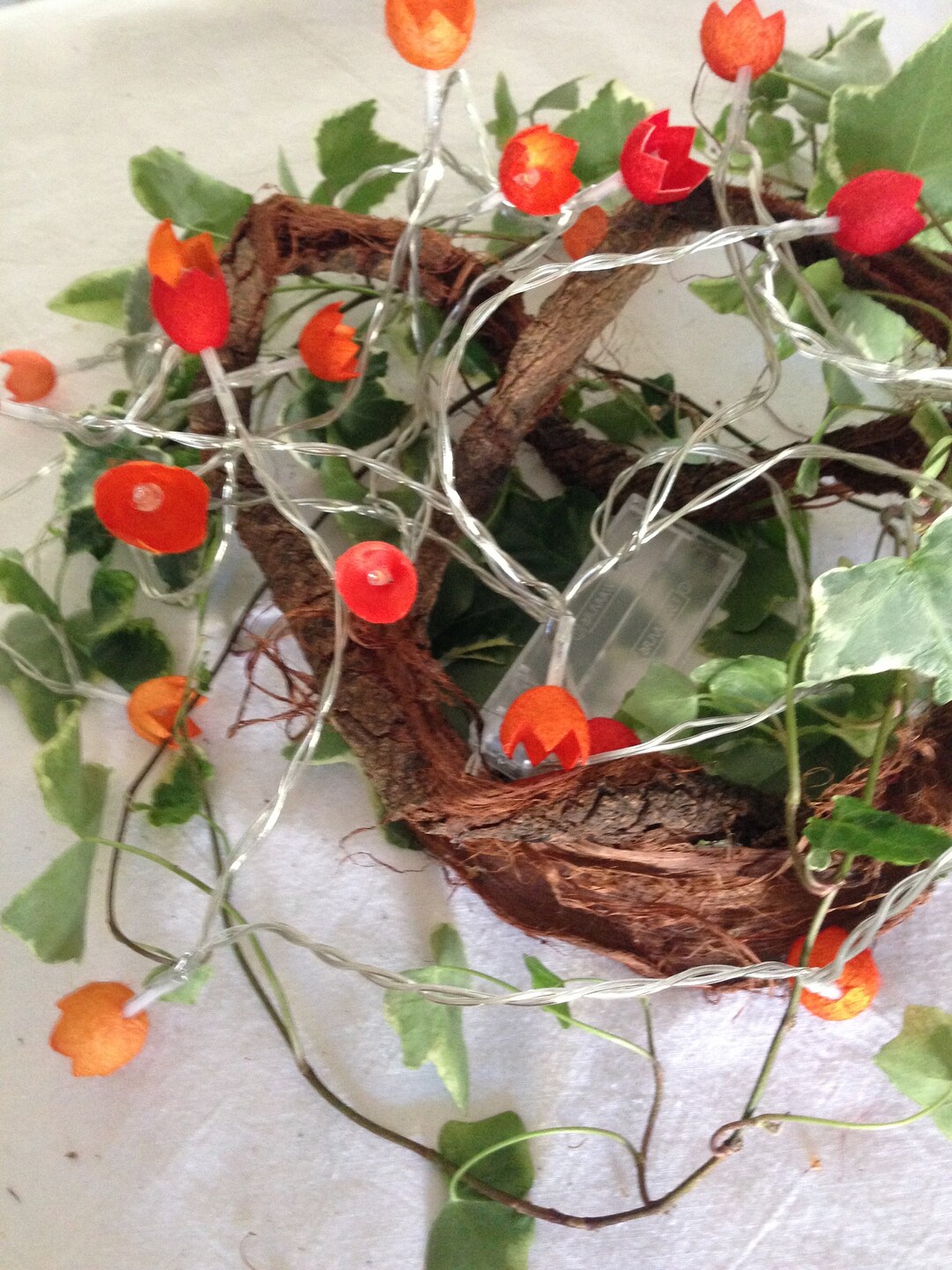 Lichterkette mit gefärbten Seidenkokons Orange Etsy.de