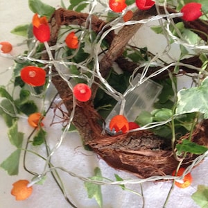 Fairy lights with dyed silk cocoons &quot;Orange&quot;
