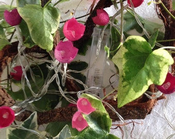 Fairy lights with silk cocoons "Pink"