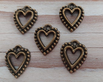 4 Charms coeur- bronze / pendentif coeur