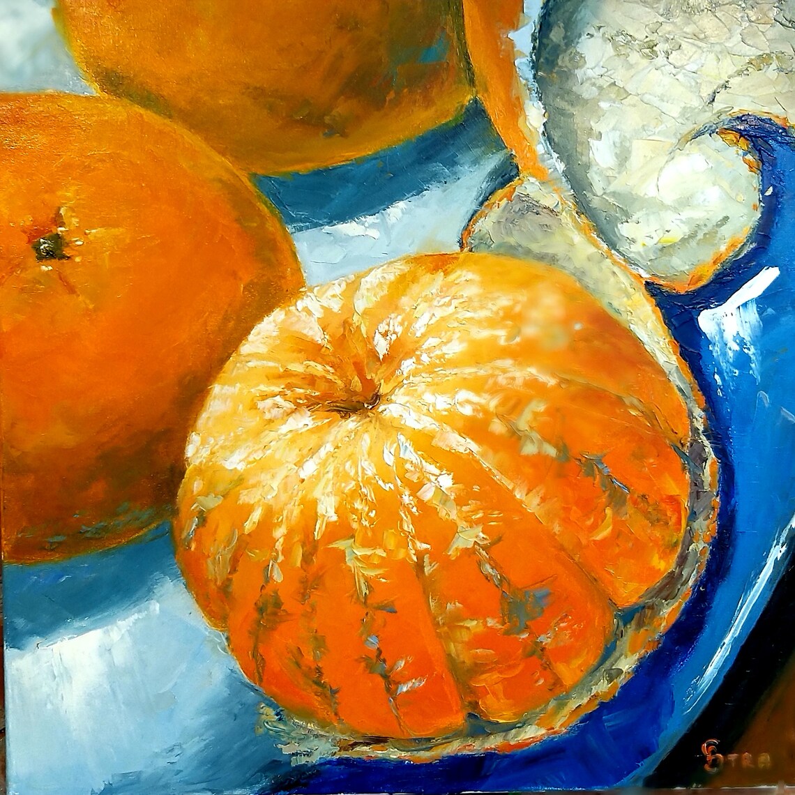 Sweet Tangerine oil painting original fruit art stretched Etsy