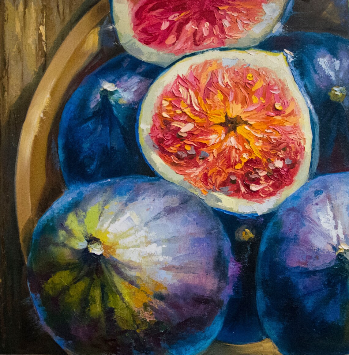 Figs Oil Painting Original Fruit Art Stretched Canvas Oil Etsy