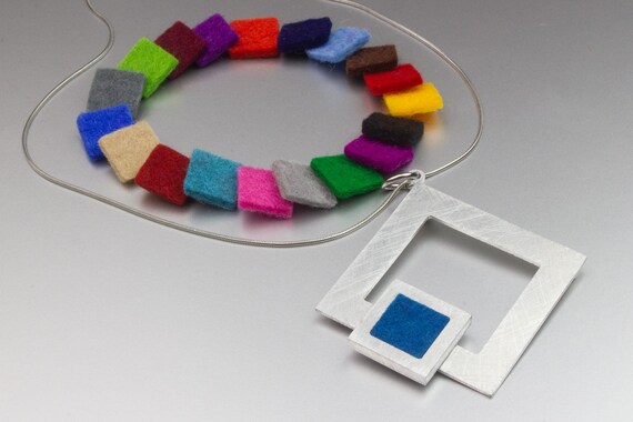 Geometrische Wechsel Kette incl. 20 Farben – Einzigartiger Wechselschmuck, Slow Fashion, Individuelle Geschenke von Herzen Nr:SF-AQL-24
