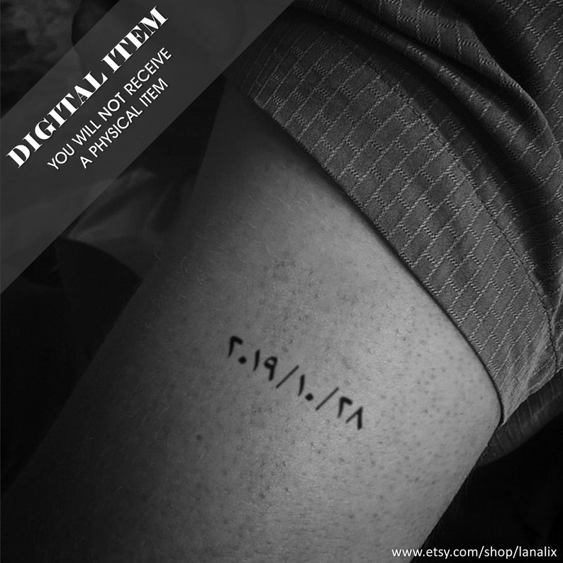 Personalisiertes Datum Tattoo Design Arabische Zahlen Etsy.de